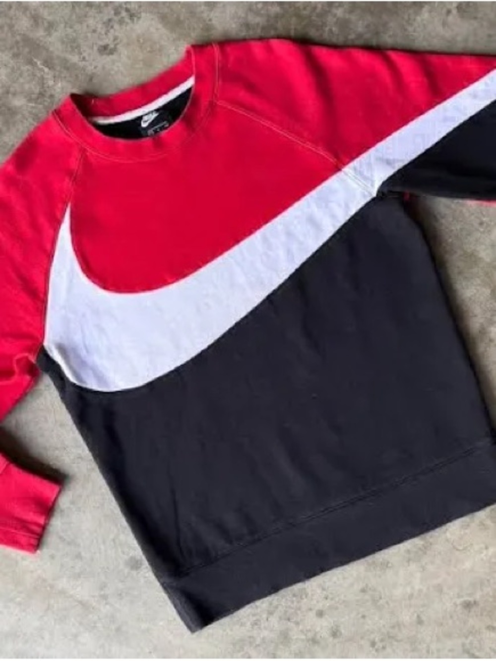 Nike Red, Black & White Men's Swoosh Crewneck Sweatshirt